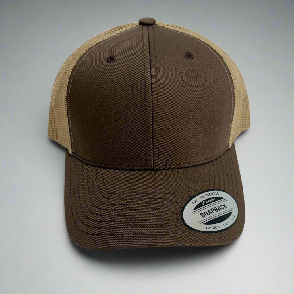 Yupoong Dark Brown with Khaki Mesh Back