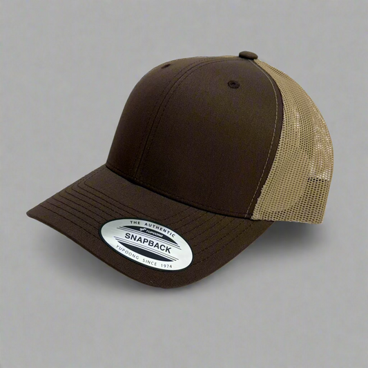 Yupoong Dark Brown with Khaki Mesh Back