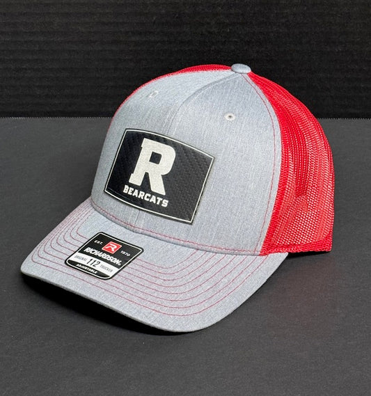 Richardon 112 Heather Gray with Red Mesh Back-Ruston 'R'