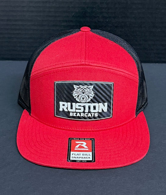 Red Richardson 7 Panel Hat with Black Mesh Back-Ruston Bearcats