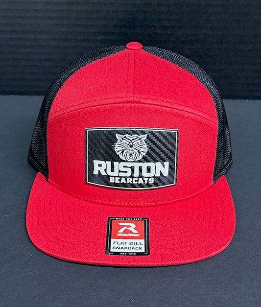 Red Richardson 7 Panel Hat with Black Mesh Back-Ruston Bearcats