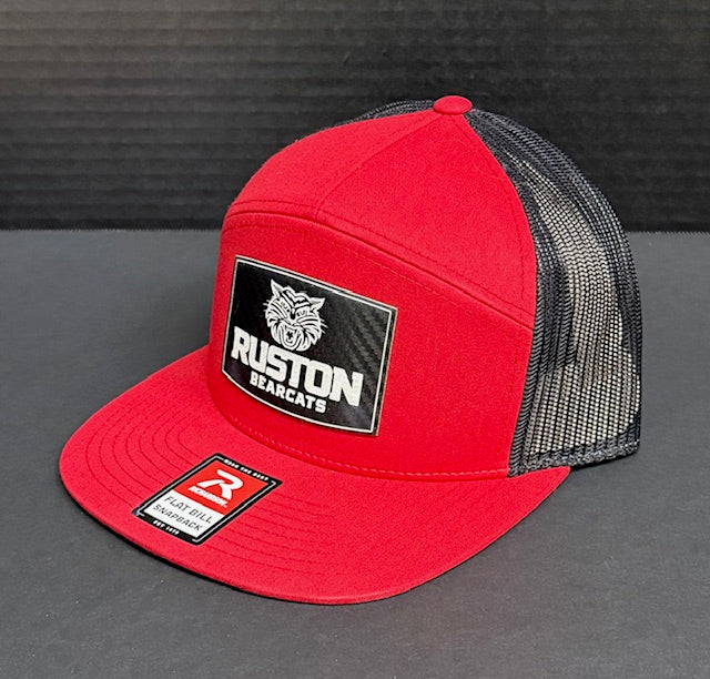 Red Richardson 7 Panel Hat with Black Mesh Back-Ruston Bearcats