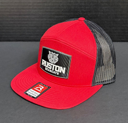 Red Richardson 7 Panel Hat with Black Mesh Back-Ruston Bearcats