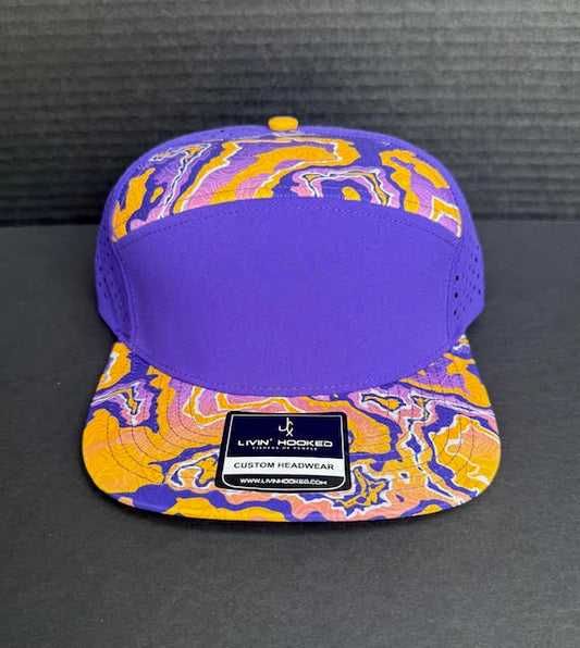 Livin' Hooked LSU 7 Panel Hat