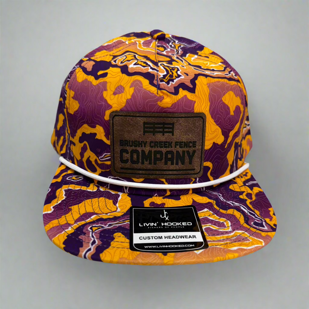 Livin' Hooked Purple and Gold Camo Custom Hat