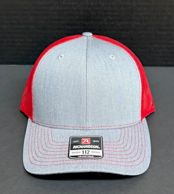 Richardson 112 Gray with Red Back and Red Stitching