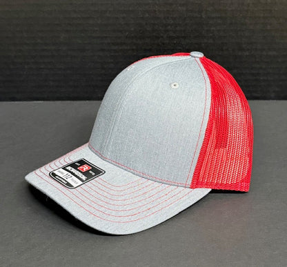 Richardson 112 Gray with Red Back and Red Stitching